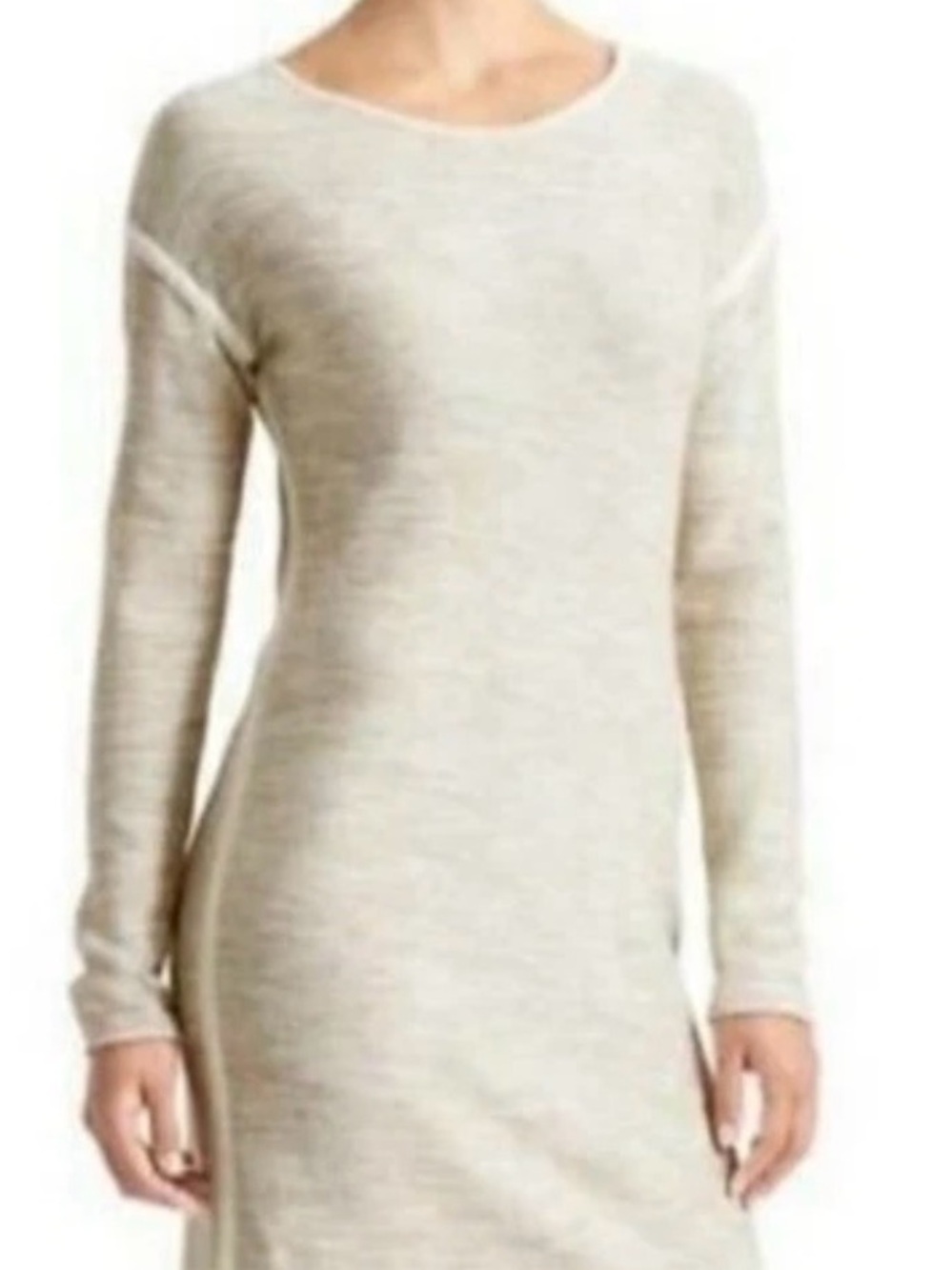 Athleta Cream Knit Sweater with Subtle Purple Size Detail